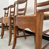 4 old rustic straw chairs