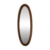 Vintage oval mirror in oak with bevelled glass H120 W43 D2