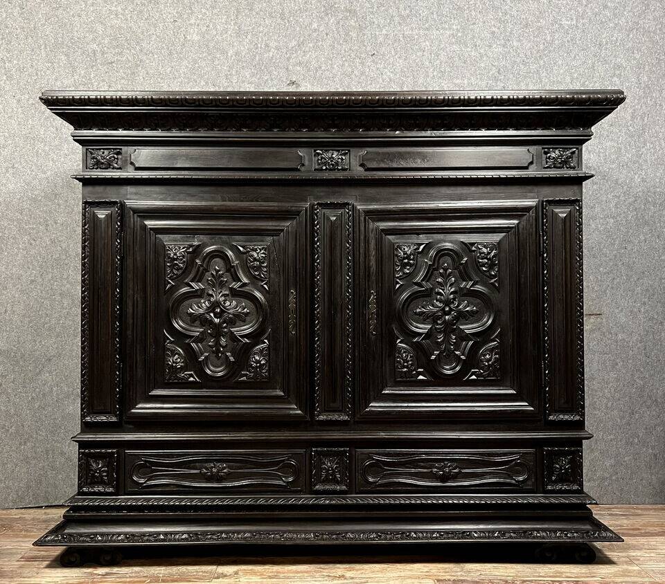 "Boulle" sideboard in blackened wood, Napoleon III period, circa 1850
