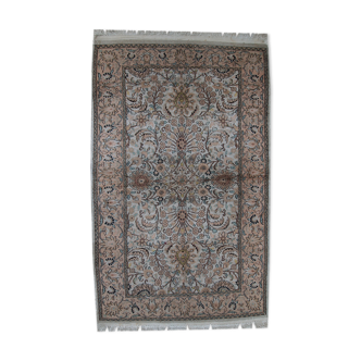 Vintage silk carpet Indian indo tabriz done hand 100x162cm 1950 s