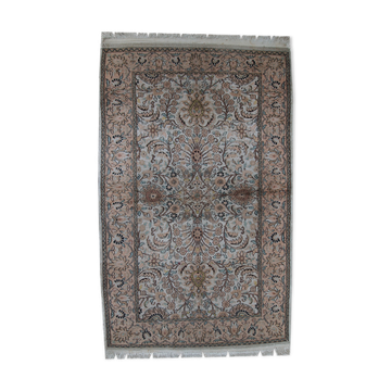 Vintage silk carpet Indian indo tabriz done hand 100x162cm 1950 s