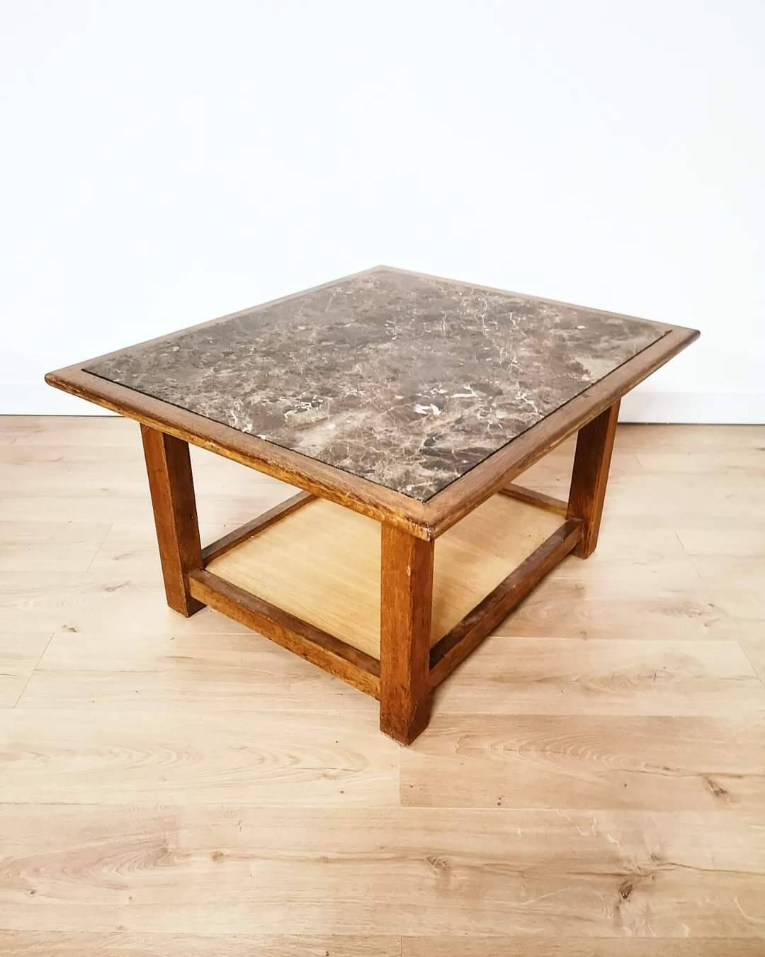 Wooden coffee table and marble top