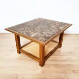 Wooden coffee table and marble top