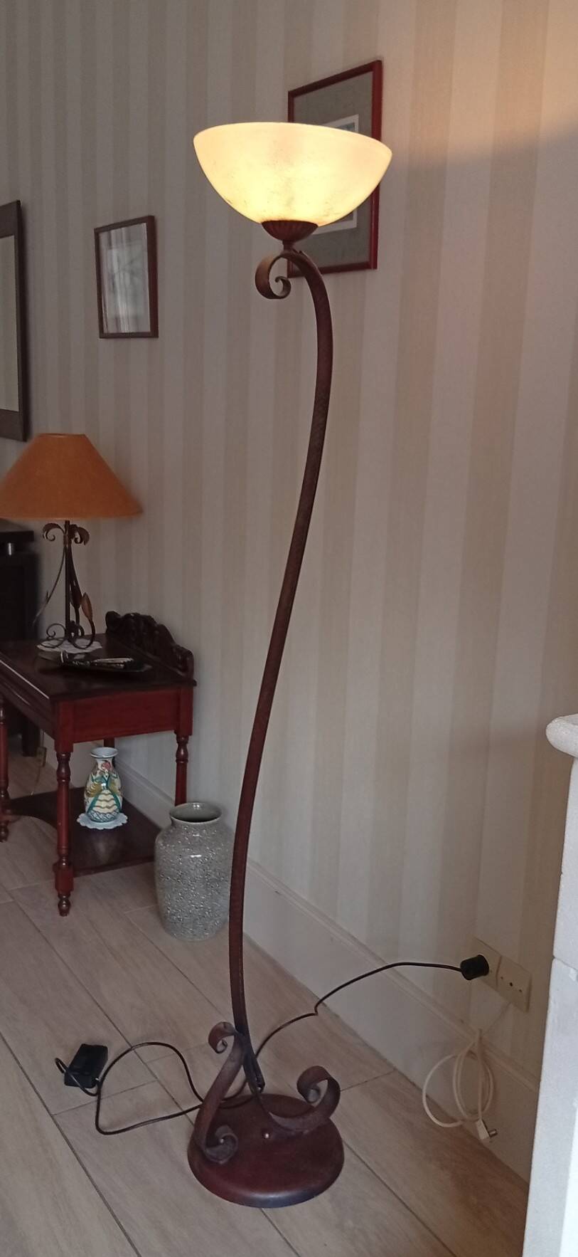 Indoor wrought iron floor lamp