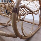 Rotin and bamboo rocking-chair