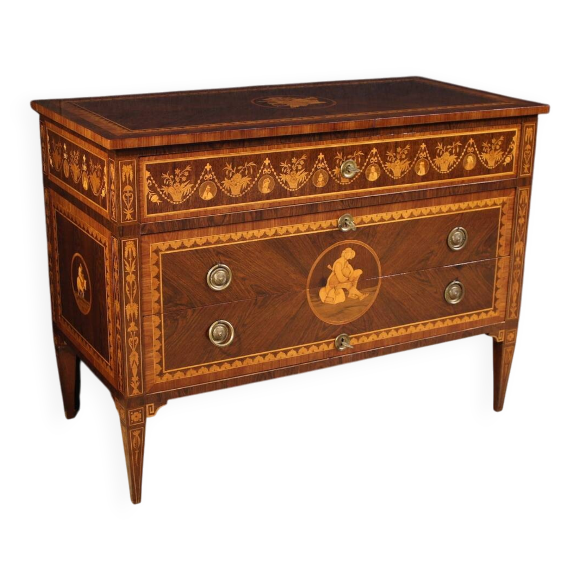 20th century Italian Louis XVI style inlaid dresser