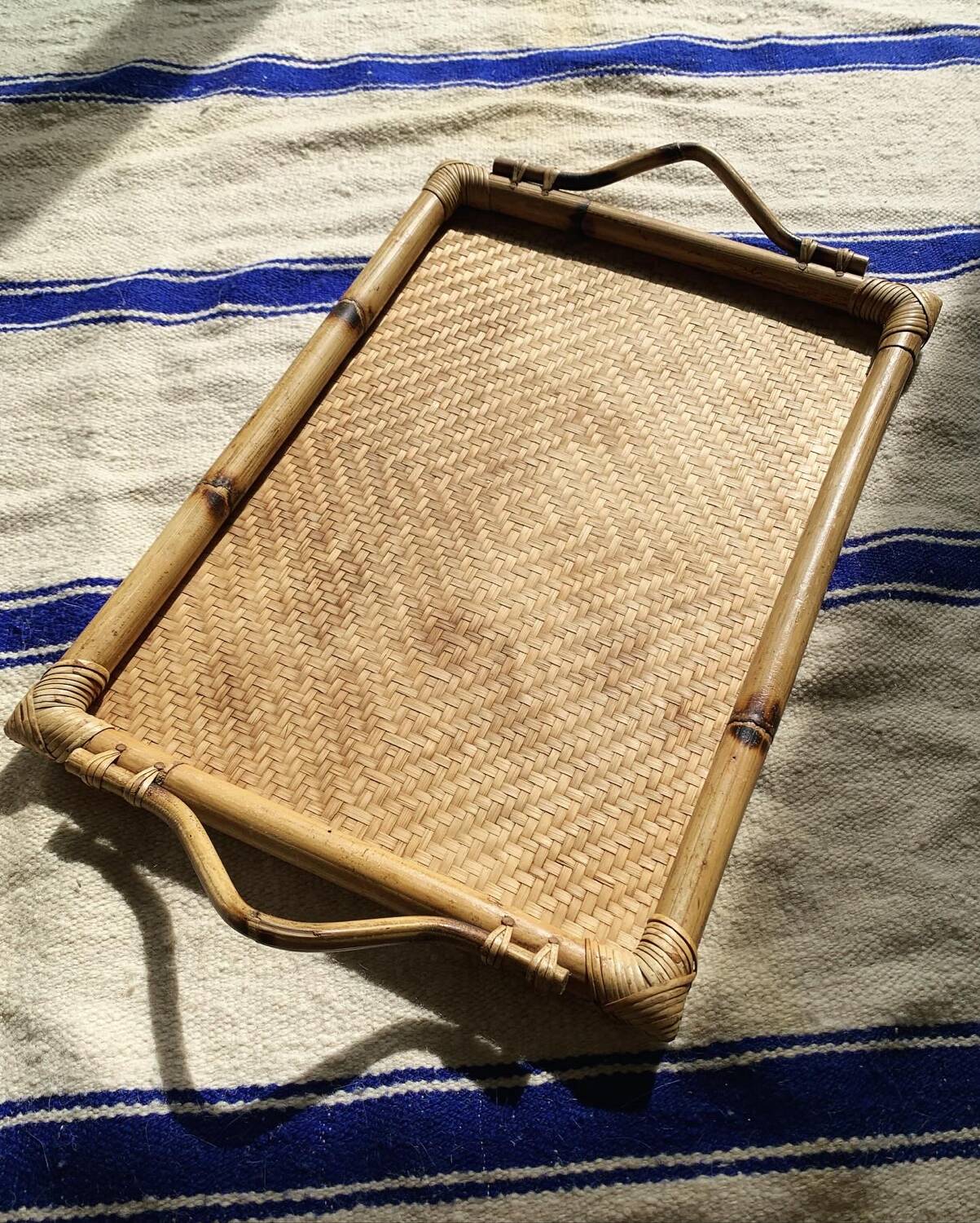 Vintage bamboo and rattan tray