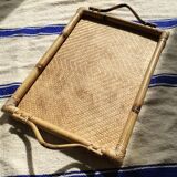 Vintage bamboo and rattan tray