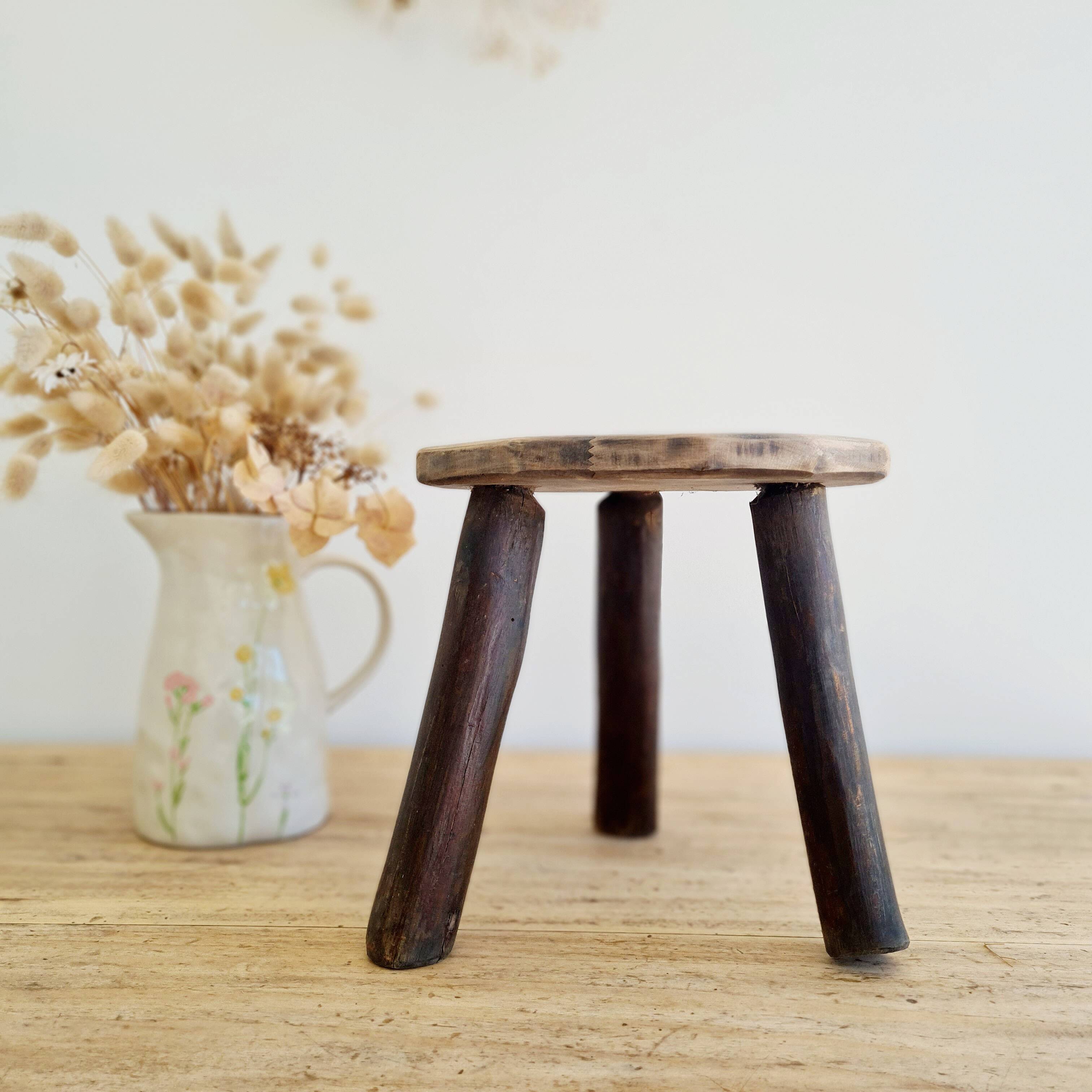 Small tripod stool - wooden tripod plant stand