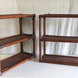 Rattan and cane wall shelf - late 20th century