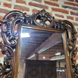 Carved wood mirror in cherry tree 100x75cm