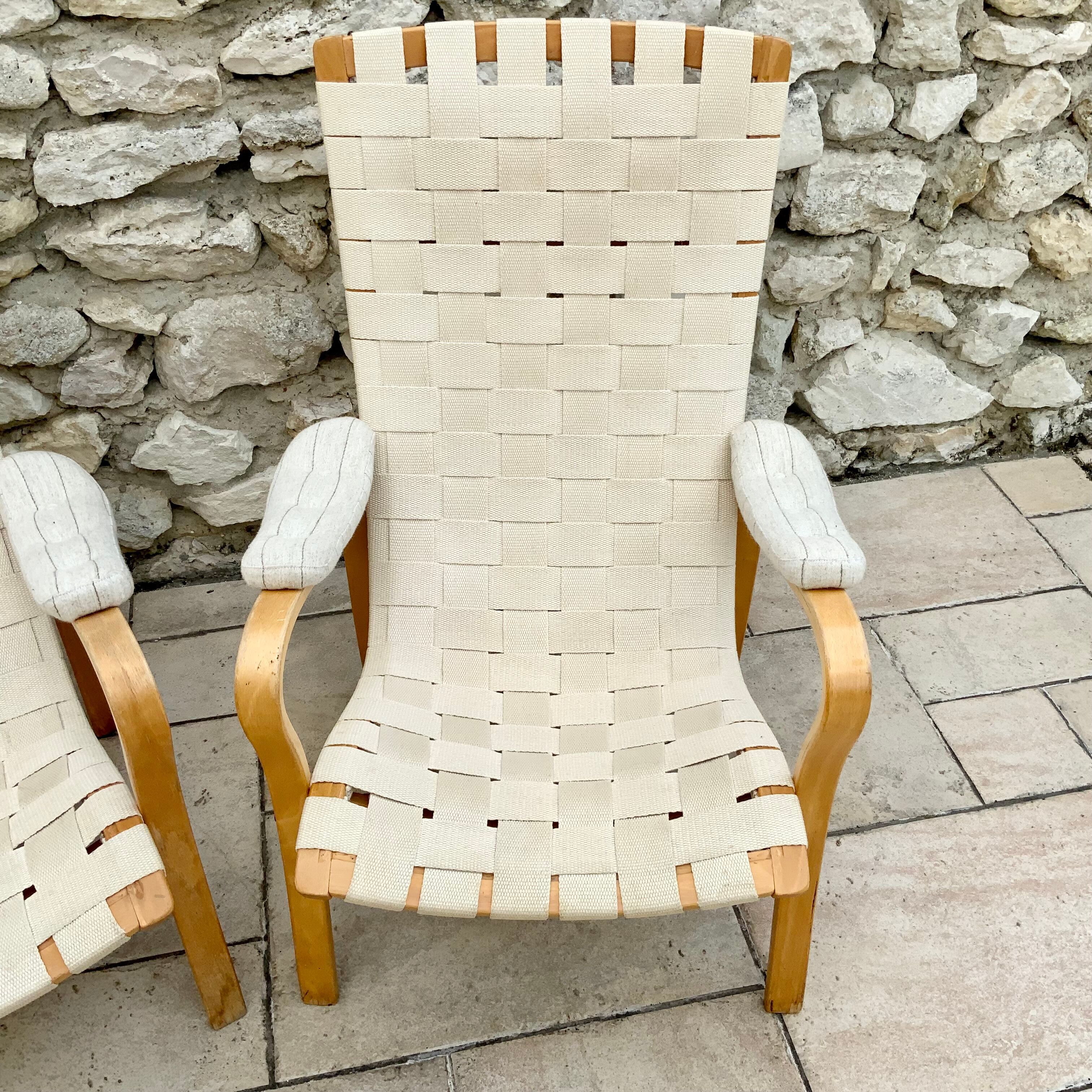 Pair of Scandinavian design armchairs 1960s/70s by Bruno Mathsson "