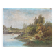 Hst painting "landscape with young fisherman" by lucien henry (1850-1896)