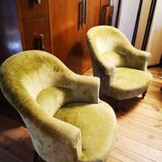 Pair of original tapestry velvet toad armchairs