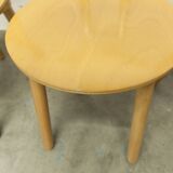 Set of 3 minimalist chairs in light wood, 1980s Italy