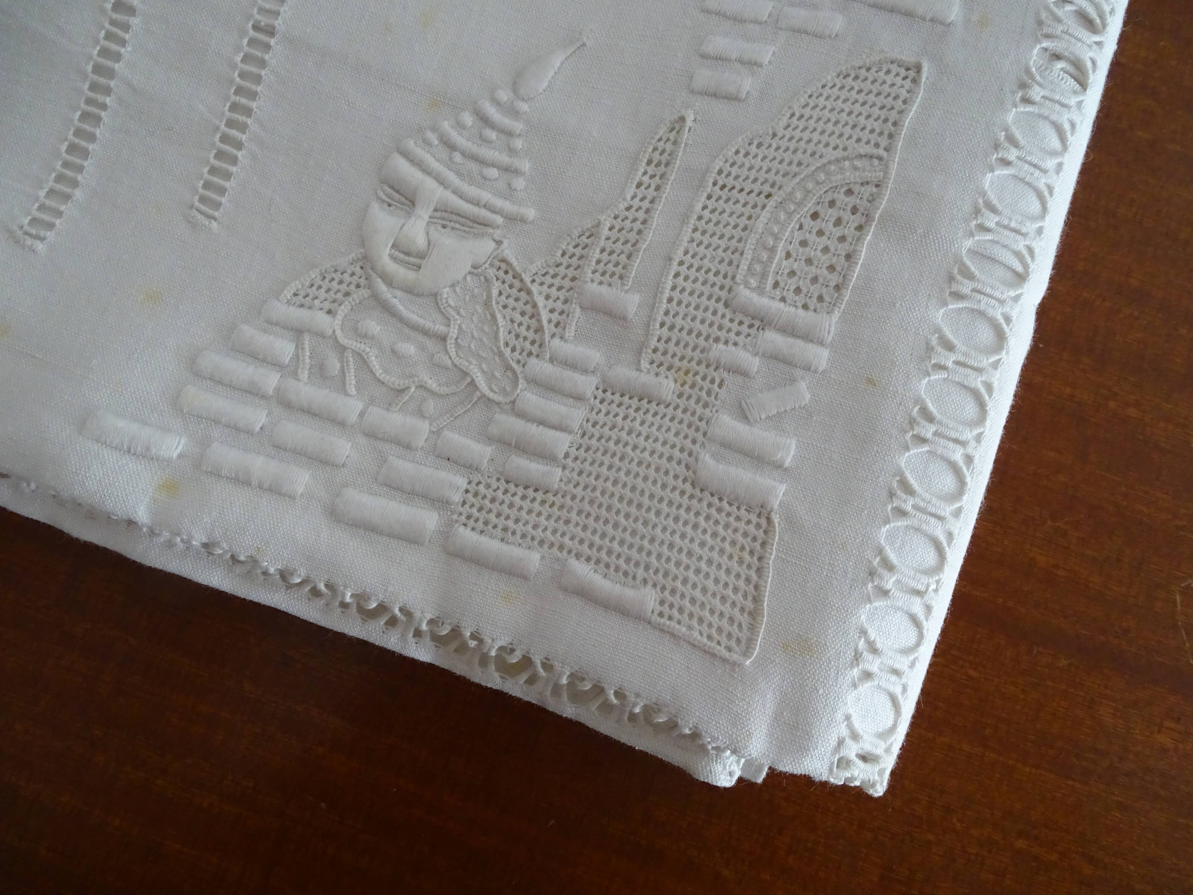 Embroidered tablecloth old Chinese décor pure cotton 230*155