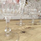 Set of 6 vintage champagne glasses in chiseled glass with flared drinking rim