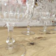 Set of 6 vintage champagne glasses in chiseled glass with flared drinking rim