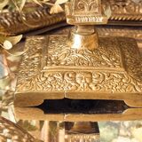 Pair of bronze torch candle holders
