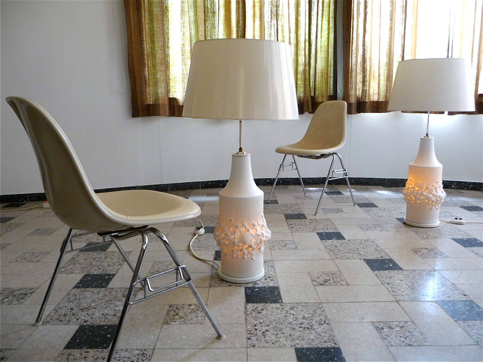 Large bisque porcelain table lamps from Kaiser, Germany 1960s, Set of 2