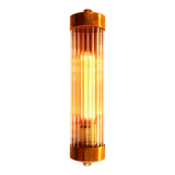 Cylindrical wall light with streaked glass and brass