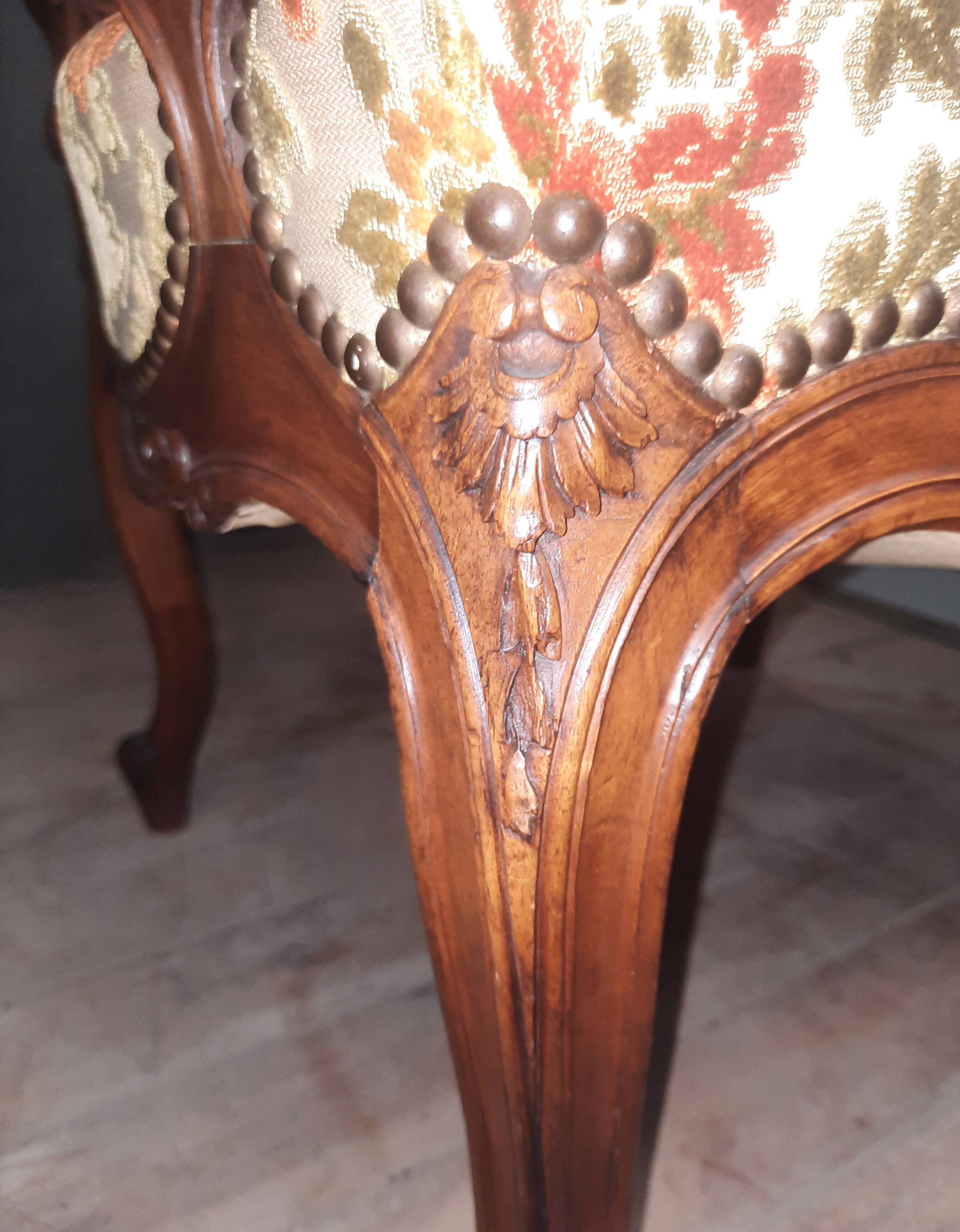 Pair of large Louis XV style armchairs