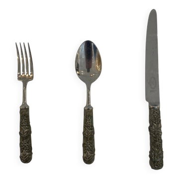 Stainless Steel Set of Knife Fork and Spoon Edwin Blyde & Co, 1950s