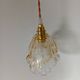 Hanging pendant light thick transparent draped and amber glass, vintage