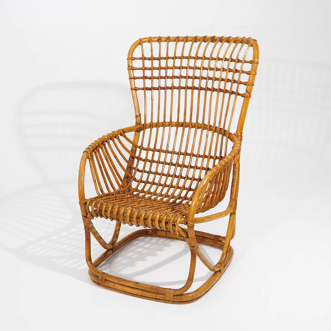 Rattan and woven cane armchair, 1960s