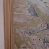 Original Swedish Oil on Panel – “Village Scene II” by E. R. Olsson – Signed