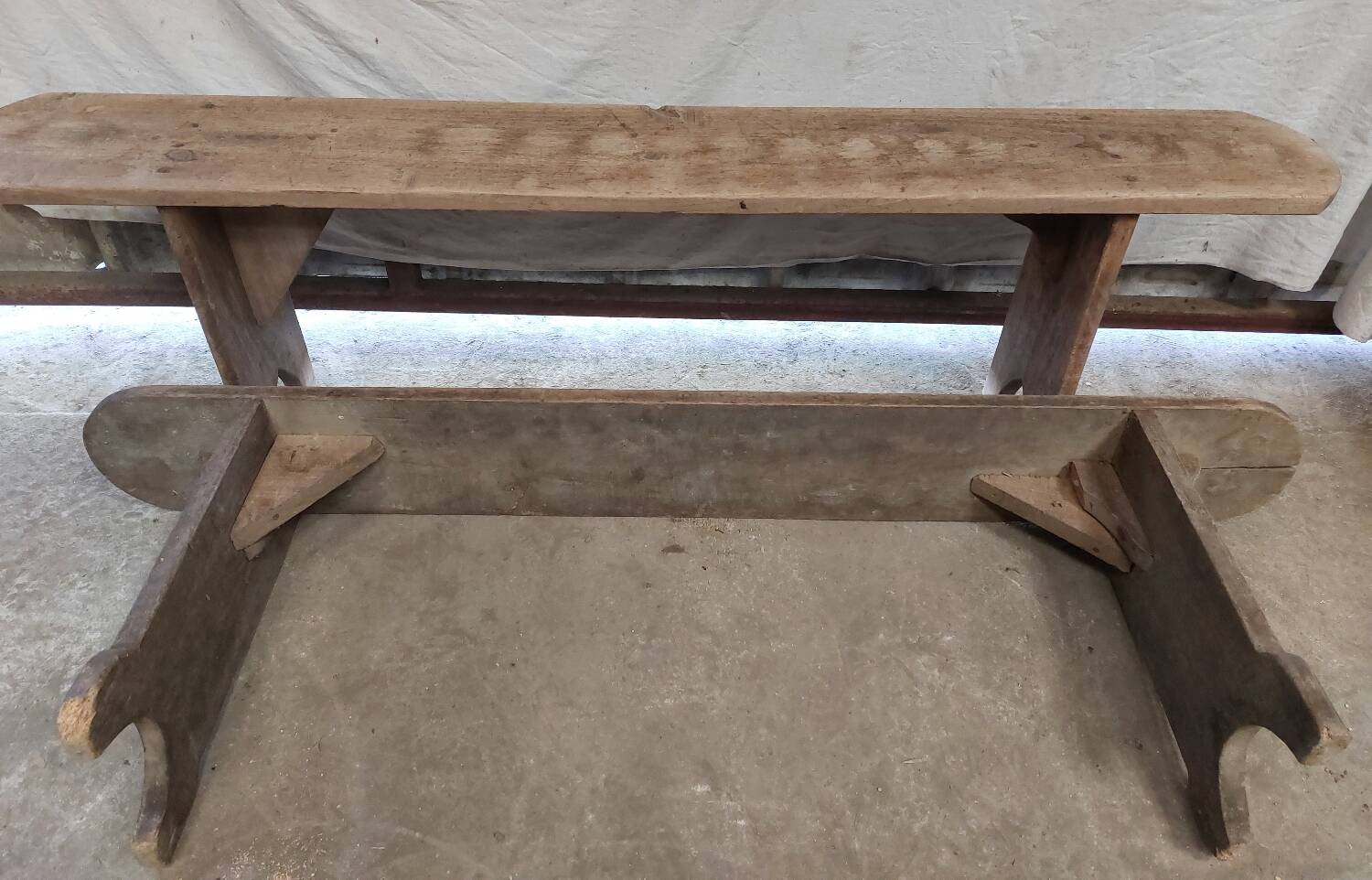 Lot of old wooden benches