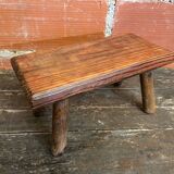Brutalist Footstool Vintage Chalet Old Solid Wood #D62
