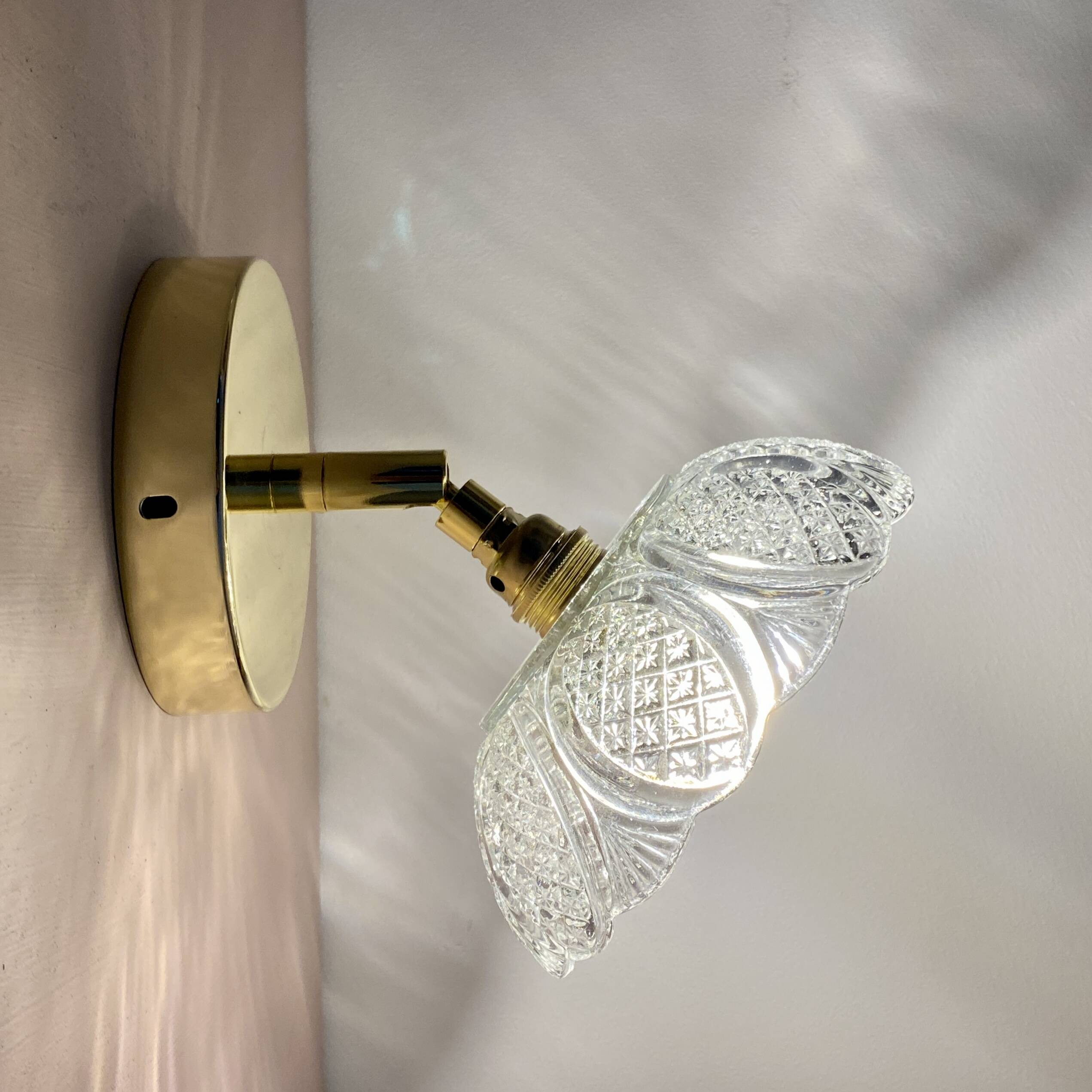 Vintage molded glass lampshade wall light