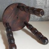 Vintage solid turned wood tripod stool