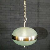 Vintage hanging lamp made of glass and chrome