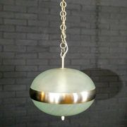 Vintage hanging lamp made of glass and chrome