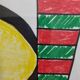 Abstract composition, original drawing signed Contreras, 1980s, 32 x 42 cm framed under glass