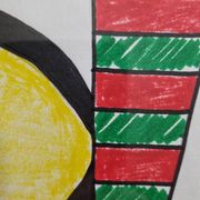 Abstract composition, original drawing signed Contreras, 1980s, 32 x 42 cm framed under glass