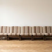 Set of 5 modular Scandinavian armchairs in beige fabric, 1970.