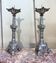 large pair of silvered bronze candlesticks from the 19th century