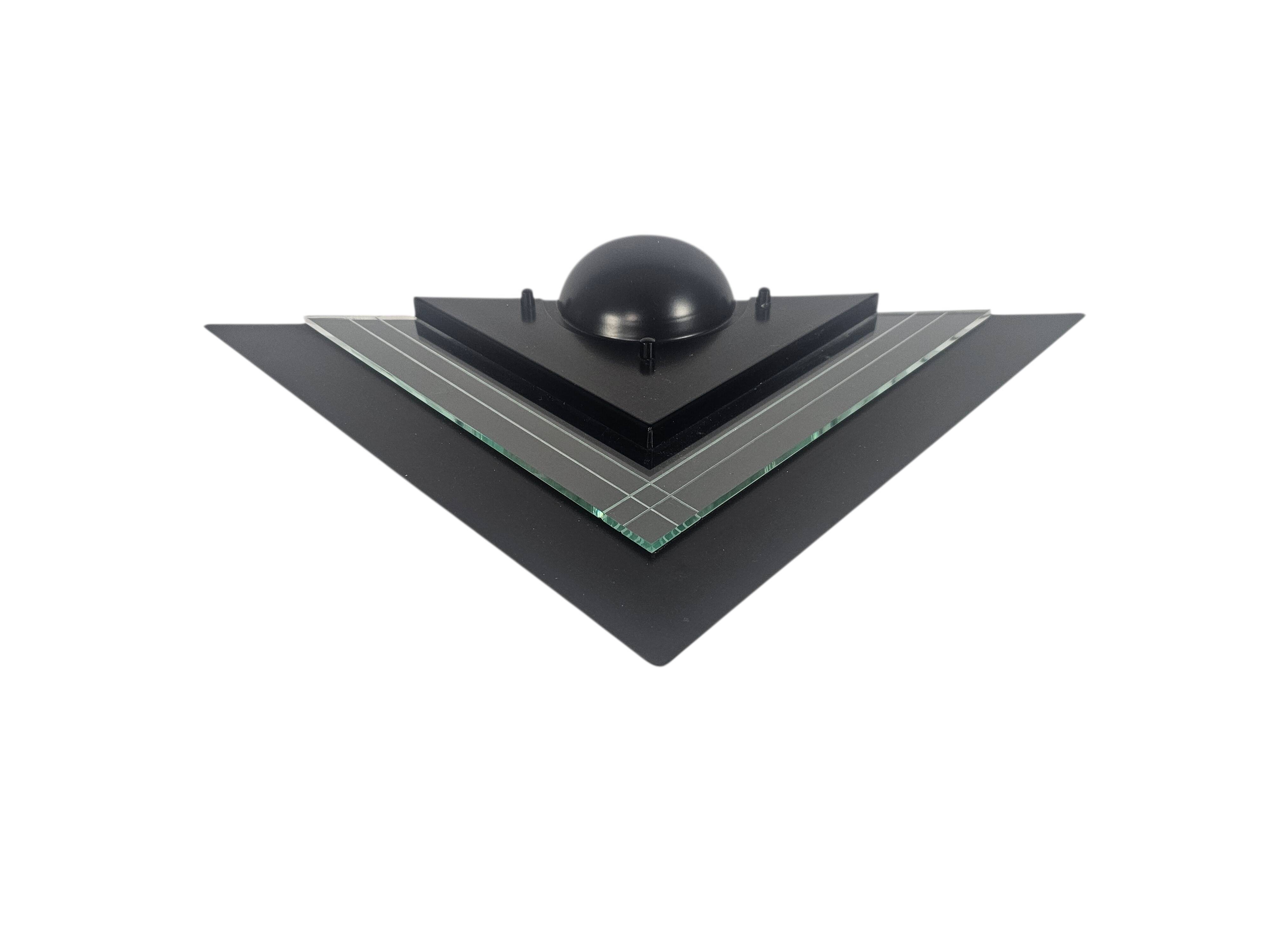 E lite - Memphis style - wall lamp - metal - glass - 80's