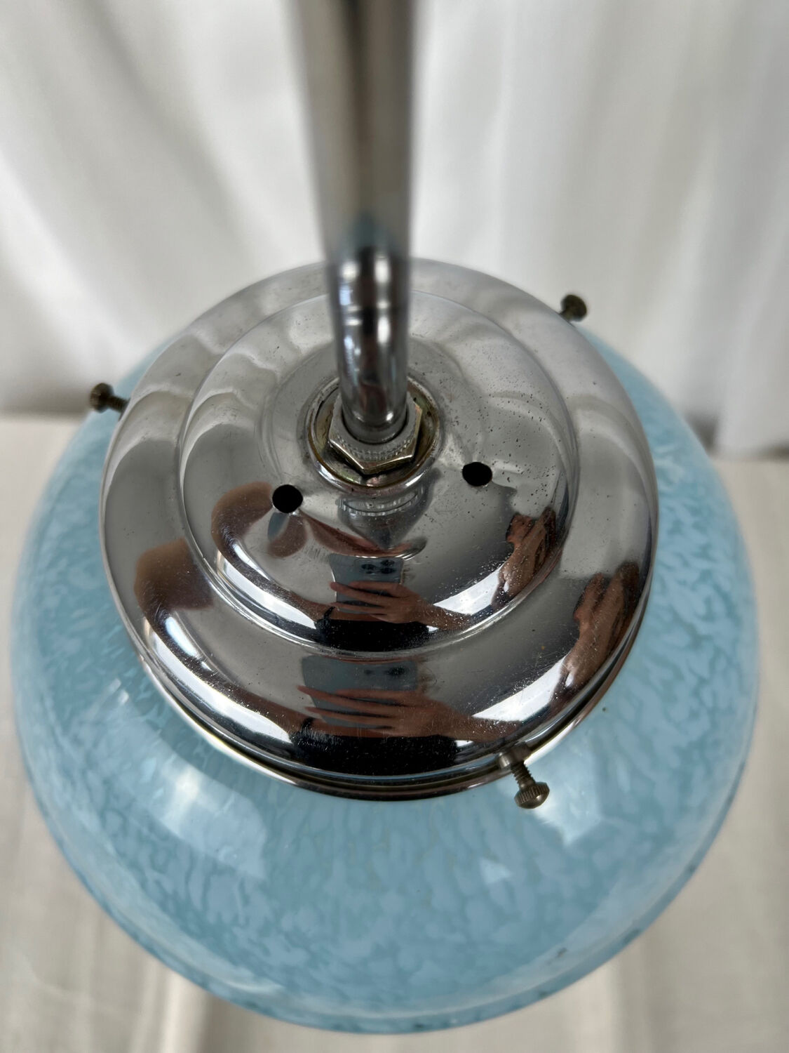 Clichy blue glass globe chandelier 1950 - 1960