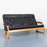 Modern Danish patchwork leather sofa sculptural from the 1970s