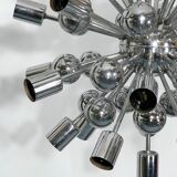 Lustre Sputnik chromé vintage par Reggiani Italie années 1970