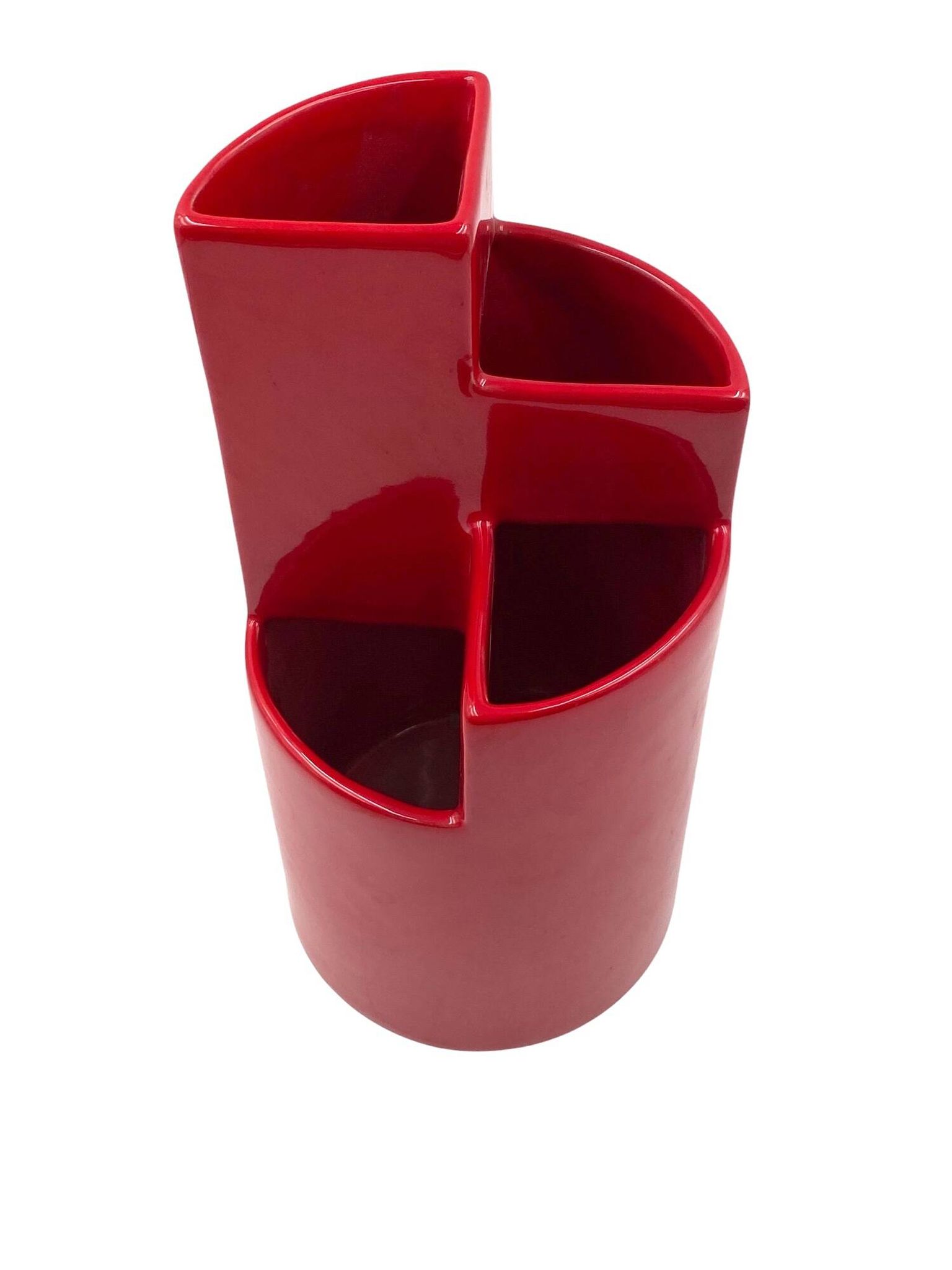 Franco Bettonica, red ceramic vase mod. fb1, Gabbianelli Italy ca. 1970