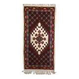 Tapis vintage fait main Berbère en laine bordeaux et blanc (81cm x 170cm)