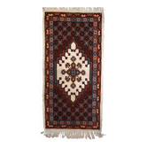 Tapis vintage fait main Berbère en laine bordeaux et blanc (81cm x 170cm)