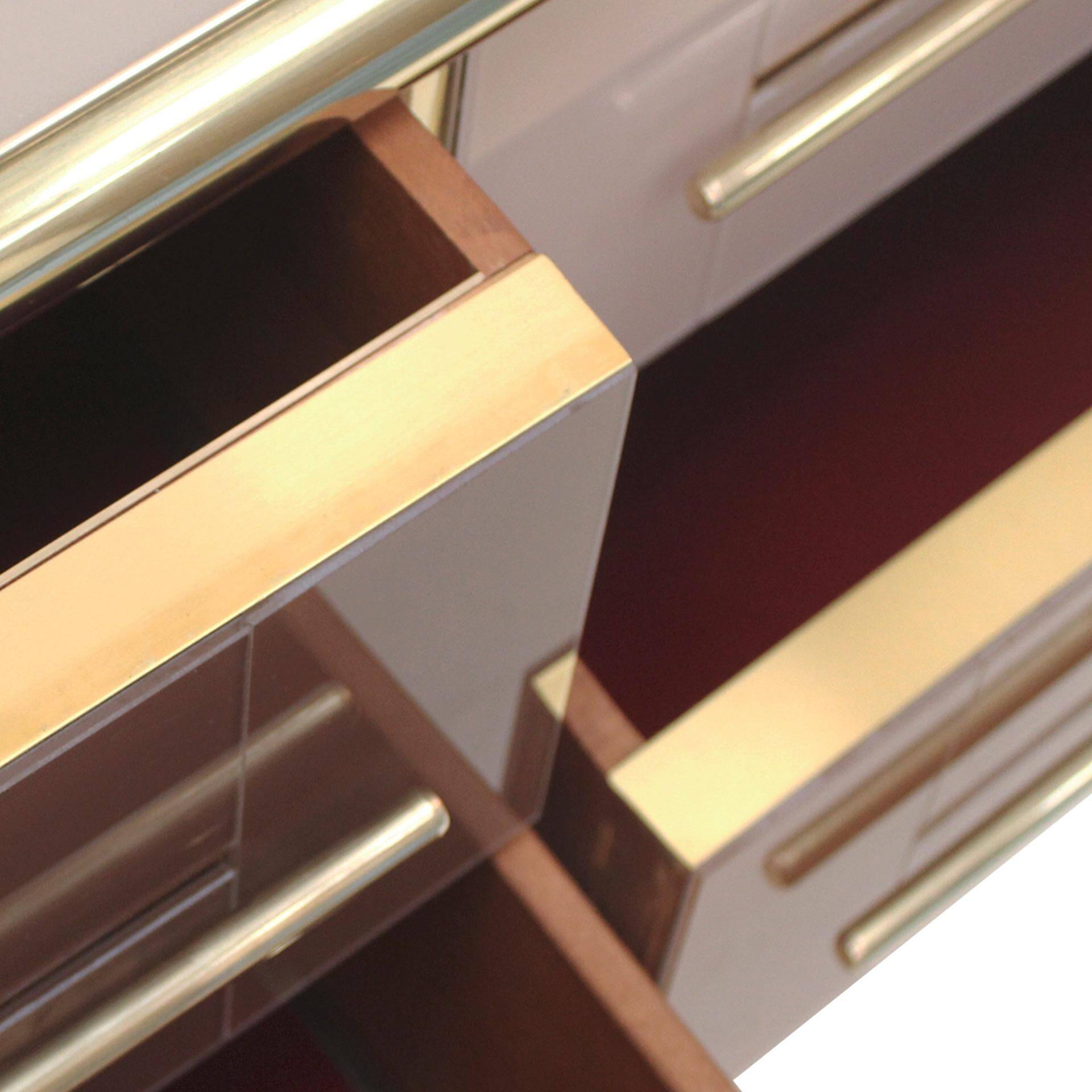 Mid-Century Modern Style Solid Wood and Colored Glass Italian Sideboard