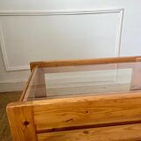 Vintage pine and glass coffee table