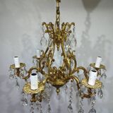 6-light bronze and crystal cage chandelier